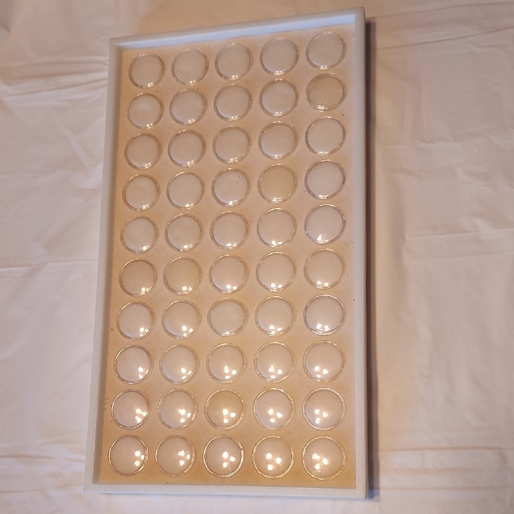 Jewelry Display Tray Organizer in White and Cream - 48 Ring Slots
